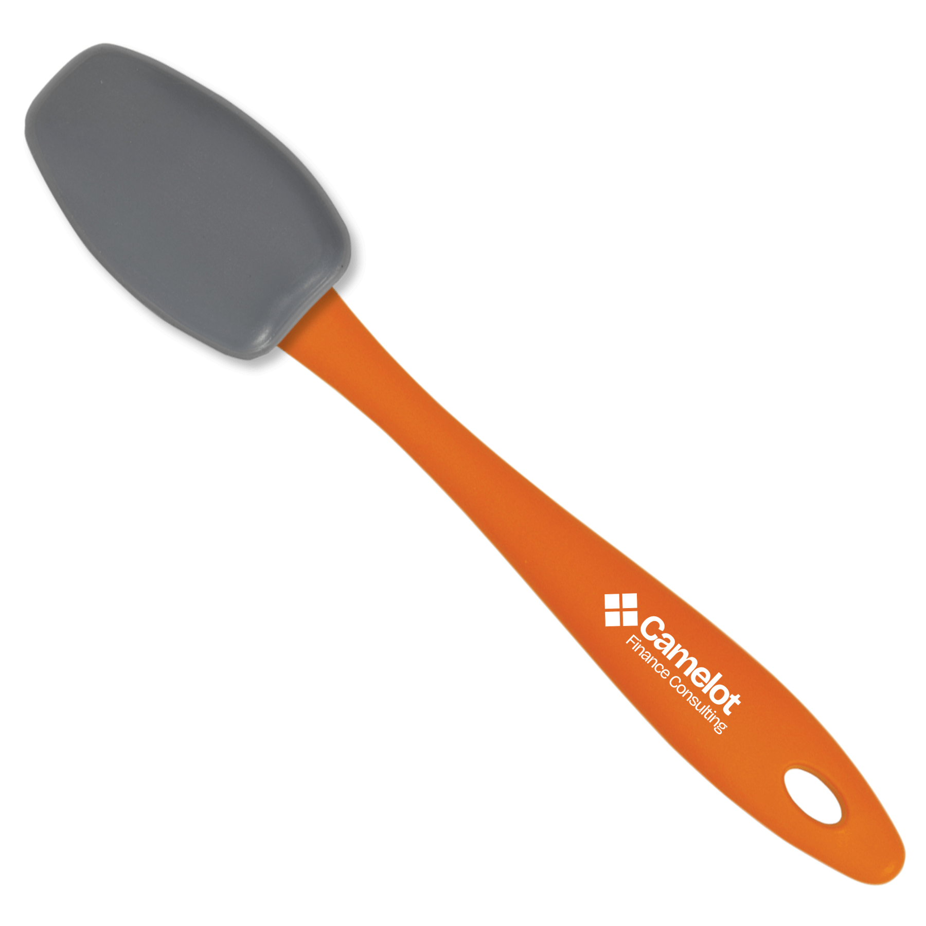 Imprinted - Paprika Orange Handle - Gray Spoon